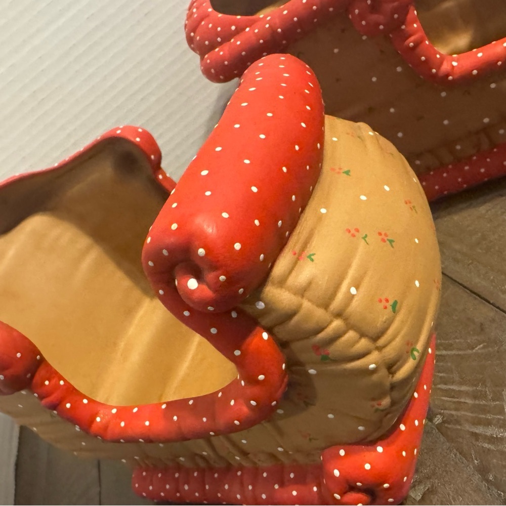 Vintage Kimple Mold Ceramic Sleigh Set - Hand Painted Polka Dot - Picture 4 of 11